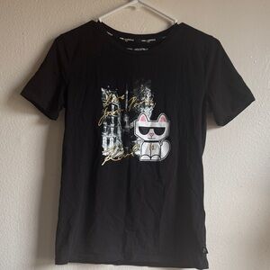 Karl Lagerfeld Black T-Shirt with White Logo